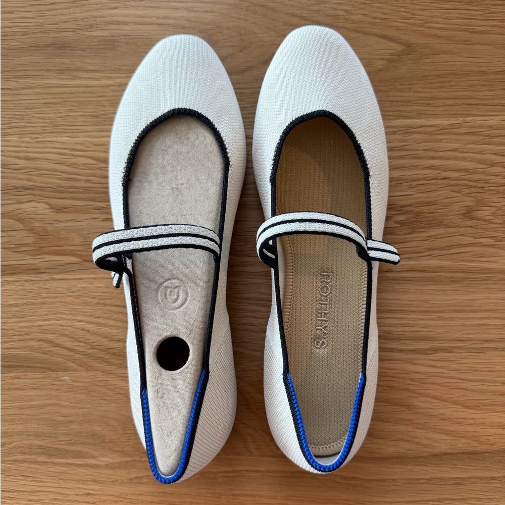 Rothy’s Square Mary Jane Ballet Flat Gardenia Beige Size 9 NWOT